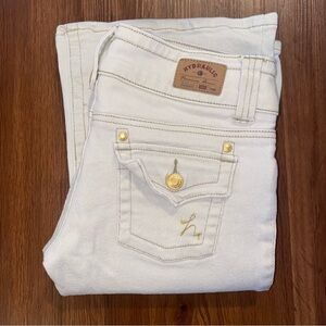 RARE Vintage Y2K‎ Hydraulic Low Rise Flare Jeans Size 3/4 beige